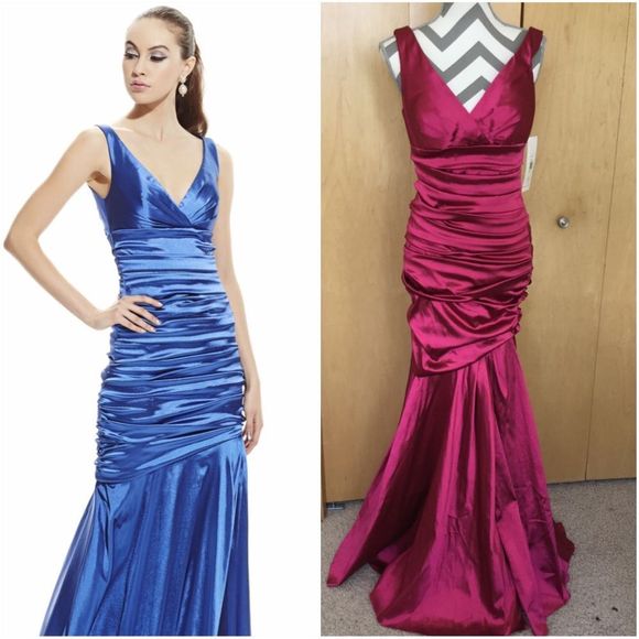 Theia Dresses & Skirts - Theia Ruched Stretch Taffeta Gown